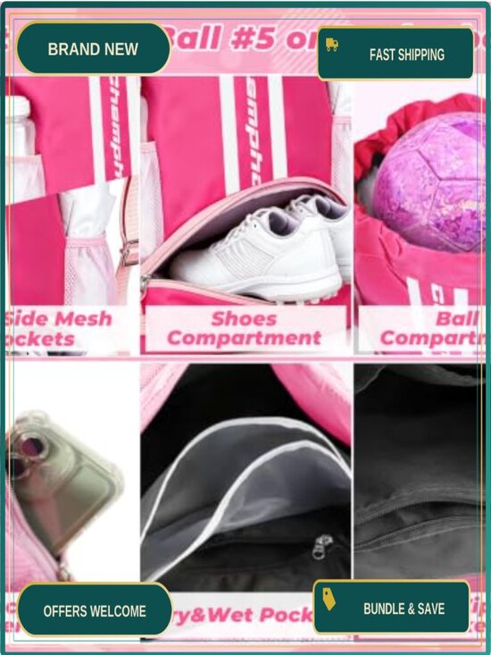 Nylon Drawstring Backpack Soccer Bag with Shoes Compartment Wet/Dry Pocket main image 5
